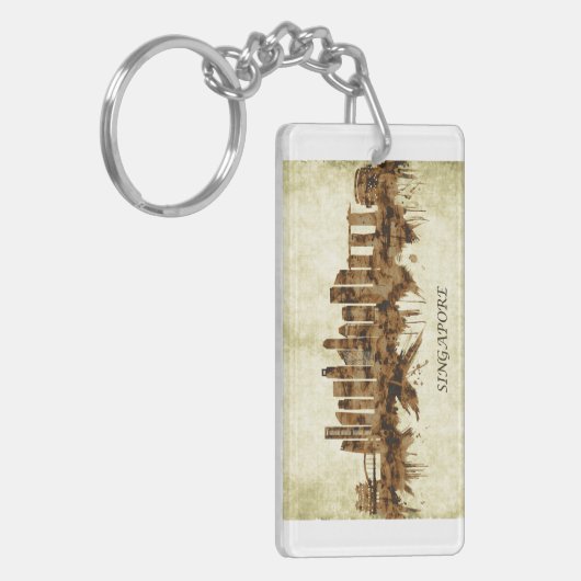 Singapur Cityscape Schlüsselanhänger (Vorderseite links)