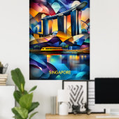 Singapur Cubist Skyline - Moderne geometrische Sta Poster (Heimbüro)