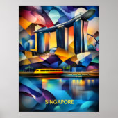 Singapur Cubist Skyline - Moderne geometrische Sta Poster (Vorne)