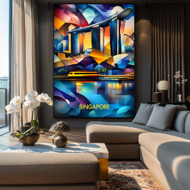 Singapur Cubist Skyline - Moderne geometrische Sta Poster