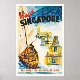 Singapur das Herz Südostasiens Vintage Poster