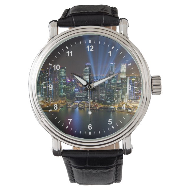 Singapur Downtown Lightshow Armbanduhr (Vorderseite)