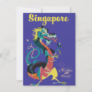 Singapur-Drache Vintage-Reiseposter Einladung