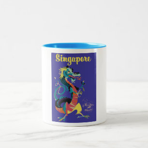 Singapur-Drache Vintage-Reiseposter Zweifarbige Tasse