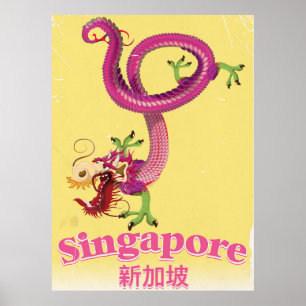 Singapur-Drache Vintage-Urlaubsposter Poster