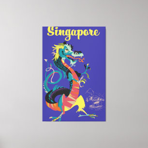 Singapur Dragon Vintage Reiseplakat Leinwanddruck