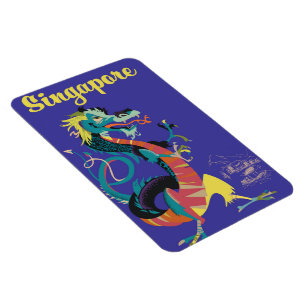 Singapur Dragon Vintage Reiseplakat Magnet