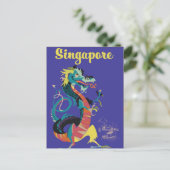 Singapur Dragon Vintage Reiseplakat Postkarte (Stehend Vorderseite)
