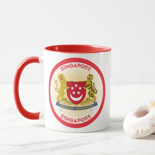 Singapur-Erbe-Emblem Tasse (Mit Donut)