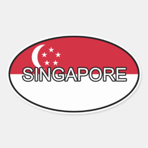 Singapur-Euro-Aufkleber Ovaler Aufkleber