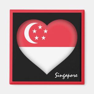 Singapur Fahne & Singapur Herzurlaub /sport Magnet