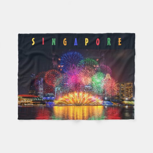 Singapur Fireworks Fleecedecke (Vorderseite (Horizontal))