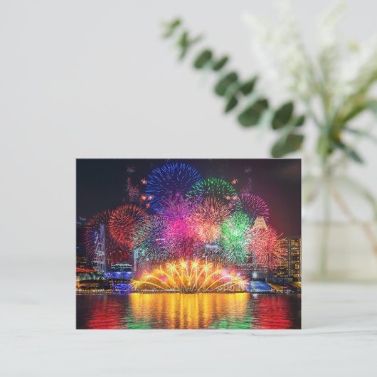 Singapur Fireworks Postkarte (Stehend Vorderseite)
