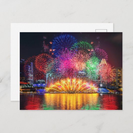 Singapur Fireworks Postkarte (Vorne/Hinten)