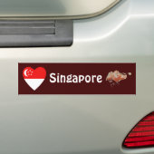 Singapur Flag Heart + Map Autoaufkleber (Auf Auto)
