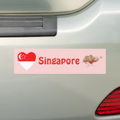 Singapur Flag Heart + Map Autoaufkleber (Auf Auto)