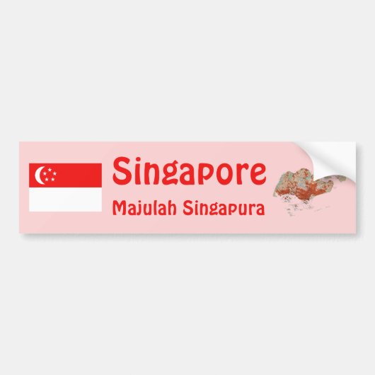 Singapur Flag + Map Autoaufkleber (Vorne)