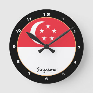 Singapur Flag & Singapore Trendmode /Design Runde Wanduhr