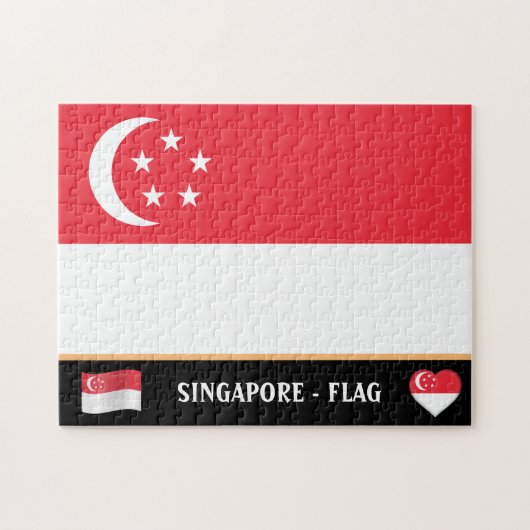 Singapur Flag & Singapur Land / Singapur Puzzle (Horizontal)