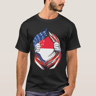 Singapur-Flagge Amerikaner Stolz Auf Mein Singapur T-Shirt