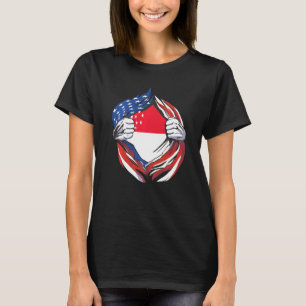 Singapur-Flagge Amerikanisch Stolz auf mein Singap T-Shirt
