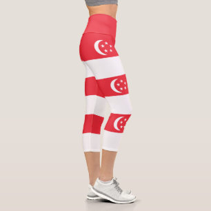Singapur-Flagge Capri Leggings
