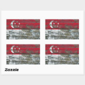 Singapur-Flagge für den Effekt von Rohholzplatten Rechteckiger Aufkleber (Blatt)