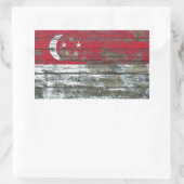Singapur-Flagge für den Effekt von Rohholzplatten Rechteckiger Aufkleber (Tasche)