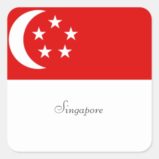 Singapur-Flagge, gekennzeichnet Quadratischer Aufkleber (Vorderseite)