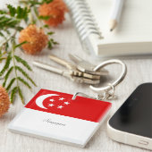 Singapur-Flagge, gekennzeichnet Schlüsselanhänger (Vorderseite rechts)