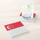 Singapur-Flagge Glasuntersetzer (Schrägansicht)