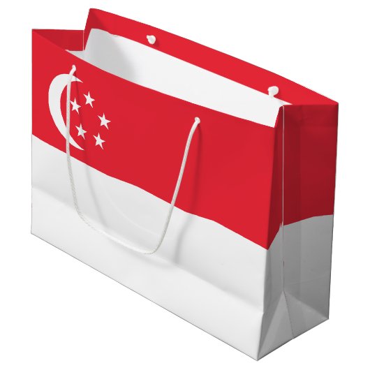 Singapur-Flagge Große Geschenktüte (Vorderseite Schrägansicht)