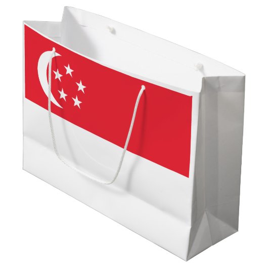 Singapur-Flagge Große Geschenktüte (Vorderseite Schrägansicht)