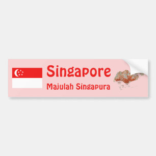 Singapur-Flagge + Karte Aufkleber Autoaufkleber