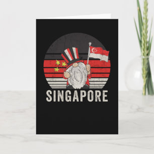 Singapur-Flagge - Lustiger Gnom - Vintage Karte