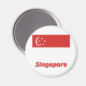 Singapur-Flagge mit Namen Magnet (Vorderseite/Rückseite)