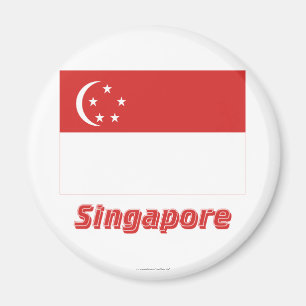 Singapur-Flagge mit Namen Magnet