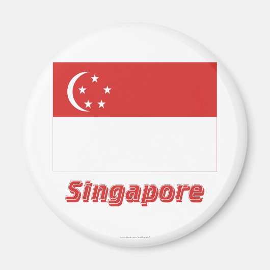 Singapur-Flagge mit Namen Magnet (Vorne)