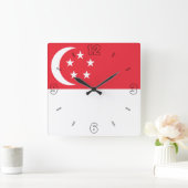 Singapur Flagge Red White Numbers Patriotic Quadratische Wanduhr (Zuhause)