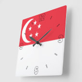 Singapur Flagge Red White Numbers Patriotic Quadratische Wanduhr (Winkel)