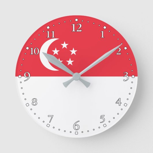 Singapur-Flagge Runde Wanduhr (Vorderseite)