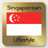 Singapur-Flagge+Text-Untersetzer Getränkeuntersetzer (Vorderseite)