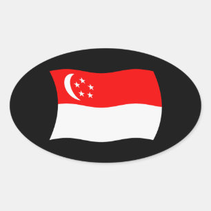 Singapur-Flaggen-Aufkleber Ovaler Aufkleber