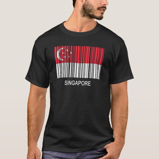 Singapur-Flaggen-Barcode T-Shirt (Vorderseite)