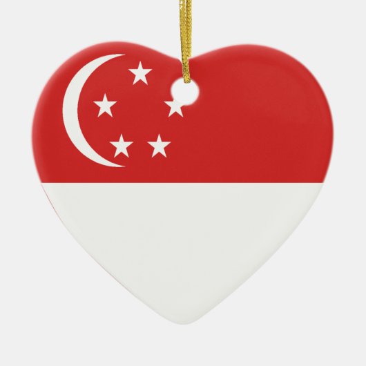 Singapur-Flaggen-Herz Keramikornament (Vorne)