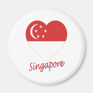 Singapur-Flaggen-Herz Magnet