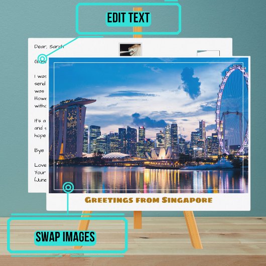 Singapur Flyer & Marina Bay Sands Modern Postkarte