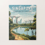 Singapur Gärten by Bay Reisen Vintag Puzzle<br><div class="desc">Singapur Retro Vektor Reise Design. Marina Bay ist ein gehobenes Gebiet von Wolkenkratzern,  schicken Hotels und Luxuszentren. Es ist bekannt für das mächtige Riesenrad von Singapur,  die Blume-Konservatorien und die farbenfrohen Superbäume von Gärten an der Bucht.</div>
