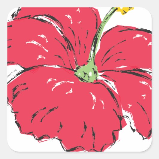 SINGAPUR HIBISKUS COLLECTION QUADRATISCHER AUFKLEBER (Vorderseite)