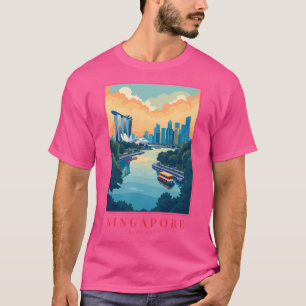 Singapur Illustration Futuristische Skyline Junge T-Shirt